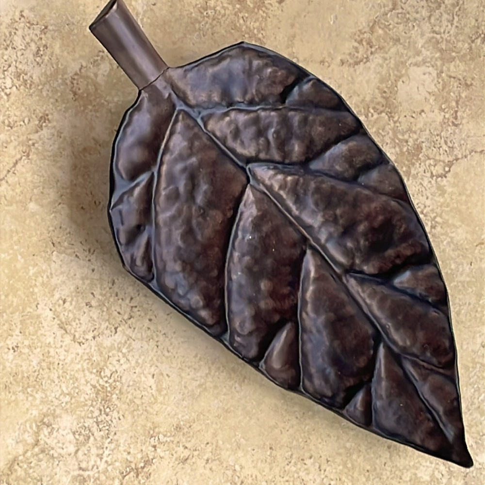 Hammered Metal Footed Leaf Tray